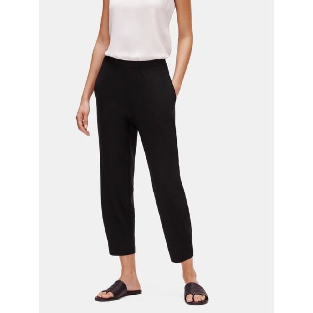 Eileen Fisher System Lightweight Washable Stretch Crepe Tapered Pant Size Medium